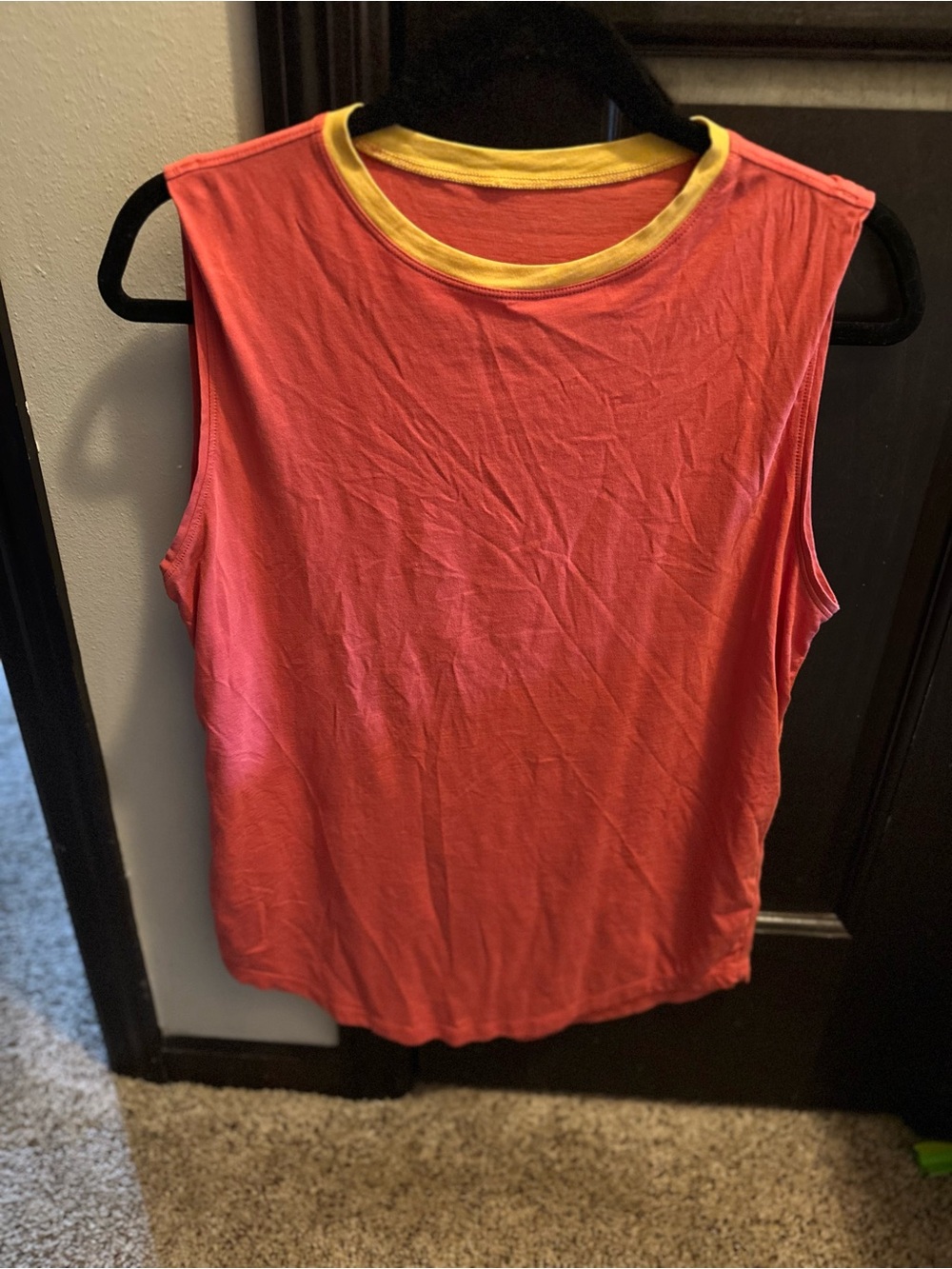 lululemon athletica Coral Tank with Yellow Neck Trim